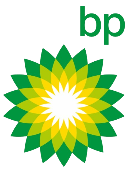BP fuel station logo with green and yellow brand identity